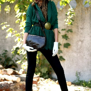 Emerald Oversized Cardigan Knitted Merino Wool Jacket Ultramarine Green Bat Sweater, Many Ways to Wear Cardigan image 5