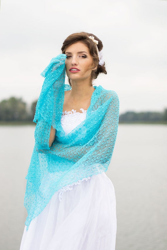 Scialle Da Sposa Blu Acqua Per Damigelle D'onore, Stola - Foto 5