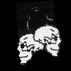Brick Stitch Realistic Skull Earring Beading Pattern