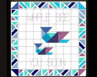 Whale See You Soon Punny Cross Stitch Pattern