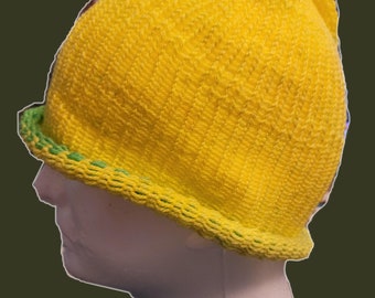 Yellow and Green Summer Weight Beanie