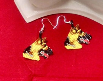 German Shepherd Brick Stitch Earring Pattern