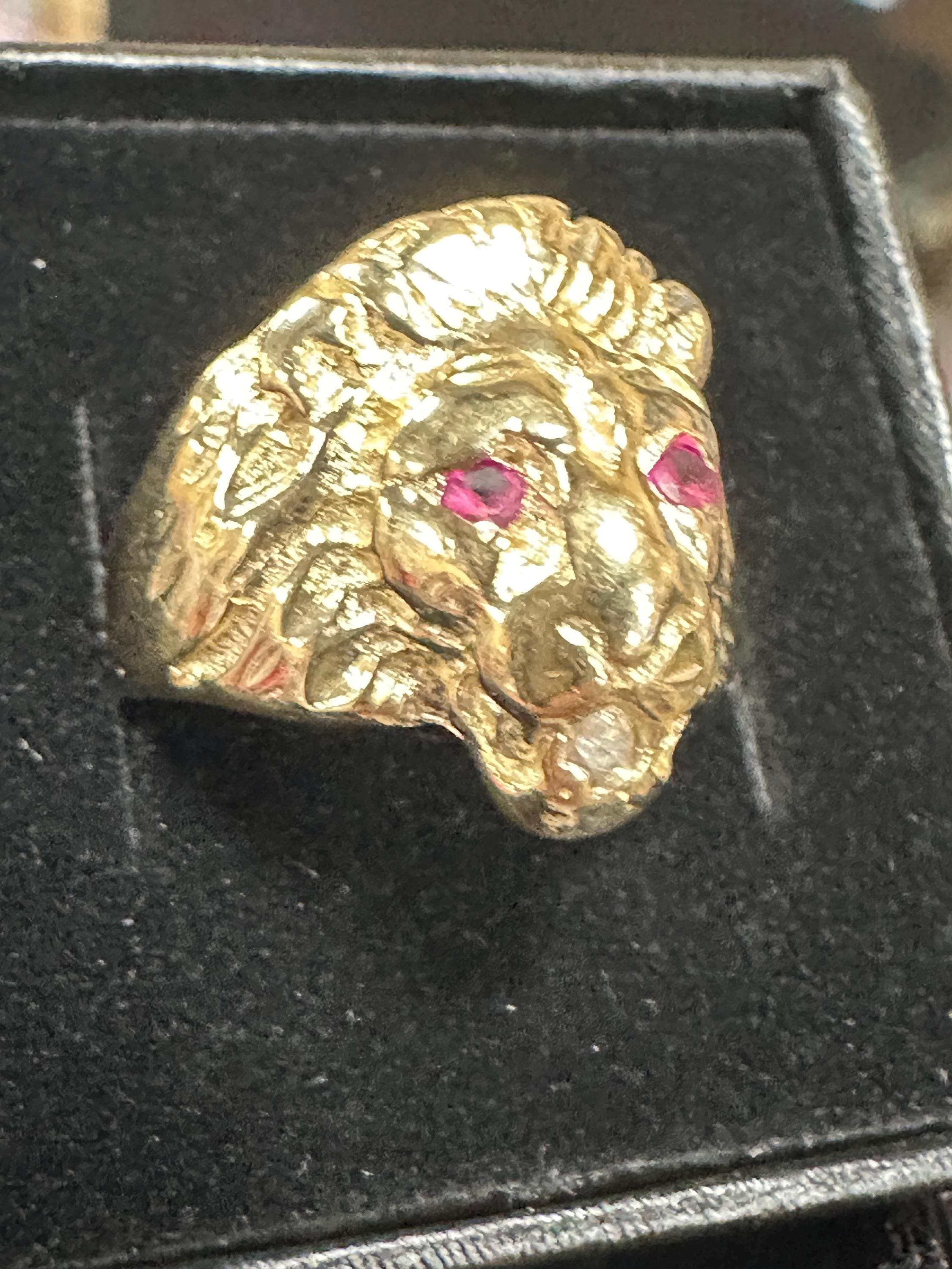 Solid Gold Lion Ring Vintage - Etsy