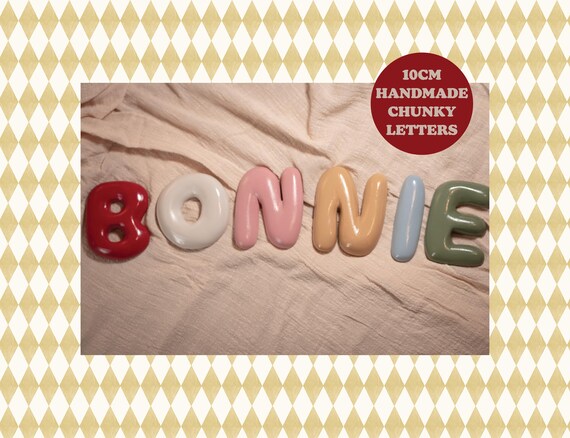 Handmade Chunky Clay Bubble Letter | Nursery Decor, Kids Decor, Custom Colour, Personalised Name