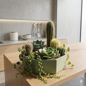 Octagonal Cacti Pot - Shallow PLA Planter for Succulents