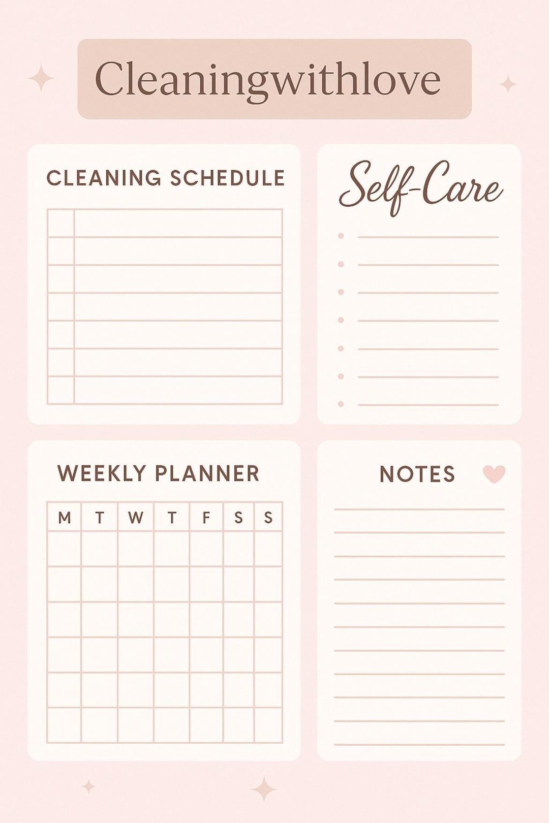Clean Girl Routine Planner | Digital Cleaning and Self Care Planner for ...