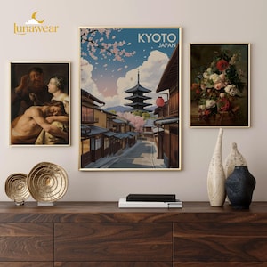 Kyoto Japan Wall Art - Digital Print | Japanese Street Scene with Cherry Blossoms | Printable Art for Home Decor