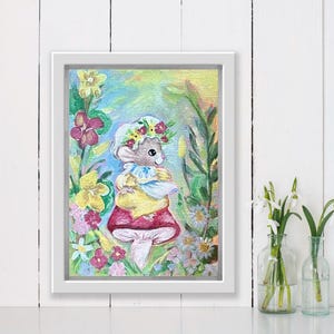 Kunstdruck mit Waldpilz Illustration - Illustration für Kinderzimmer, Kinderzimmer oder CottageCore