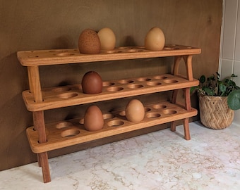 Stackable Wooden Egg Tray – Rustic Egg Holder – Farmhouse Kitchen Egg Storage – Handmade Natural Wood Egg Accessory