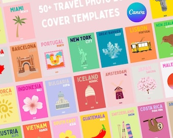50+ customizable travel photo book cover canva templates