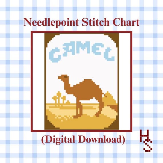 Cigarette Label Needlepoint Pattern | Retro Mini Needlepoint Chart | 18  Mesh Needlepoint Ornament