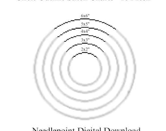Circle Outline Stitch Charts 18 Mesh, Needlepoint Circle Guide, Monogram Layout Template, Canvas Painting Guide, Multiple Sizes