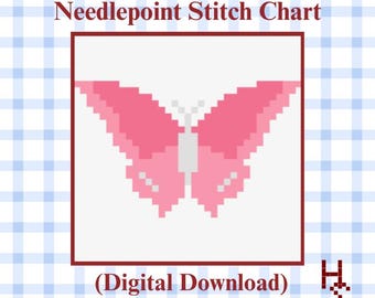 Mini Schmetterling Nadelspitze Vorlage | Rosa Schmetterling PDF Pattern | Nadelspitzen Design für Anfänger | Sofortdownload | 18 Maschen Nadelspitze