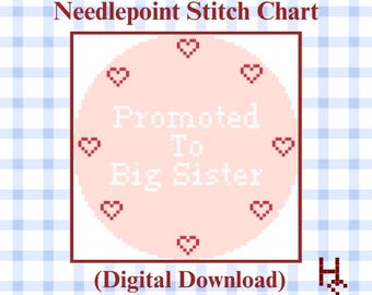 Promoted To Big Sister Needlepoint Pattern | Round Ornament Stitch Chart (Digital PDF Download)