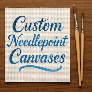 Custom Hand-Painted Needlepoint Canvas | Pet Portrait | House Portrait | Personalized Design | 13 or 18 Mesh
