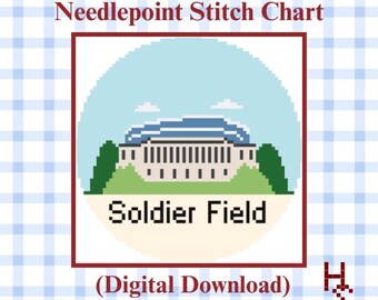 Patrón de bordado para el adorno del Campo del Soldado de Chicago / Gráfico de puntadas de fútbol americano redondo (Descarga en PDF)