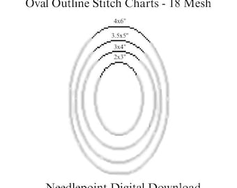 Ovale steekkaarten 18 mesh, ovale naaldpuntgids, monogramlay-outsjabloon, gids canvasschilderij, meerdere maten