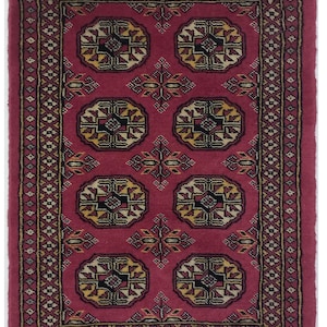 2 x 3 roze 2-laags Bochara vloerkleed – handgeknoopt wollen vloerkleed | Klein vloerkleed | Wasbaar accenttapijt | Deurmat en badmattapijt