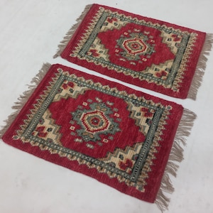 Berber Style Area Rug, Red Hand Knotted Moroccan Rug, Geometric Tribal Wool Carpet, Boho Home Decor, Entryway Rug, 2x3 Feet