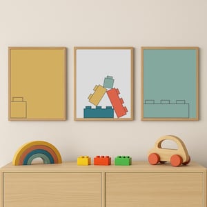 Kids Building Block Posters, Bedroom Poster Digital Print, Minimalist, Set of 6 Digital Files 16x20, Matte Primary Colors
