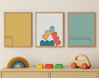Building Block Prints: Kids Bedroom Decor, Set of 6 (Digital Download 16x20in), Minimalist