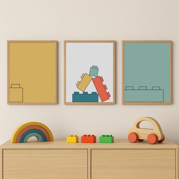 Building Block Prints: Kids Bedroom Decor, Set of 6 (Digital Download 16x20in), Minimalist