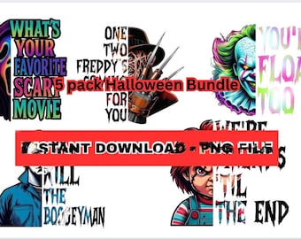 Horror Movie PNG Bundle: Halloween Graphic T-Shirt Designs (Digital Download)
