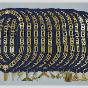 Masonic regalia blue house chain collar 12 packs with officer jewels collar