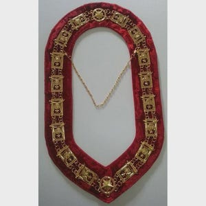 Masonic regalia Shrine red velvet golden chain collar