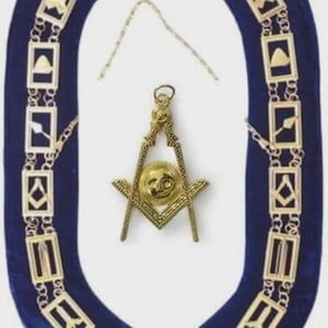 Masonic blue lodge officer chain collar with senior deacon master jewel- masonic regalia blue lodge chain collar gold chain and blue backing