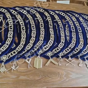 Masonic Regalia Blue House Chain Collar 12 Packs with OFFCER Jewels