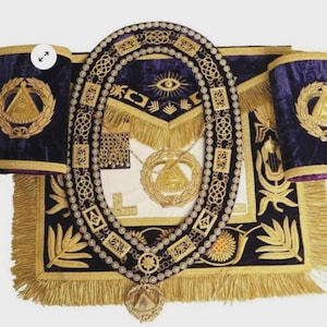 MASONIC regalia Stellvertretender Großmeister 100% Lammfell Schürze mit Kragen & Bündchen lila