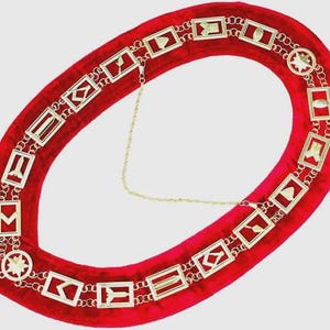 Masonic Regalia Free Masons Master Mason GOLDEN Metal Chain Collar RED Backing