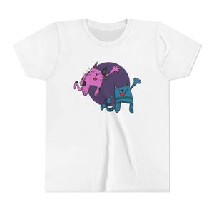 Playful Cat Graphic Youth Tee, Fun Kids T-Shirt, Cute Animal Apparel, Birthday Gift, Cat Lover&#39;s Shirt, Summer Wear