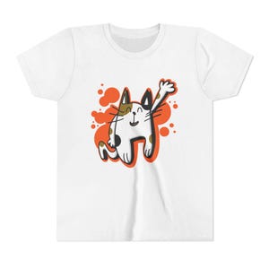 Cute Cat Youth Tee, Fun Childrens T-Shirt, Kids Graphic Tee, Playful Animal Shirt, Gifts for Cat Lovers
