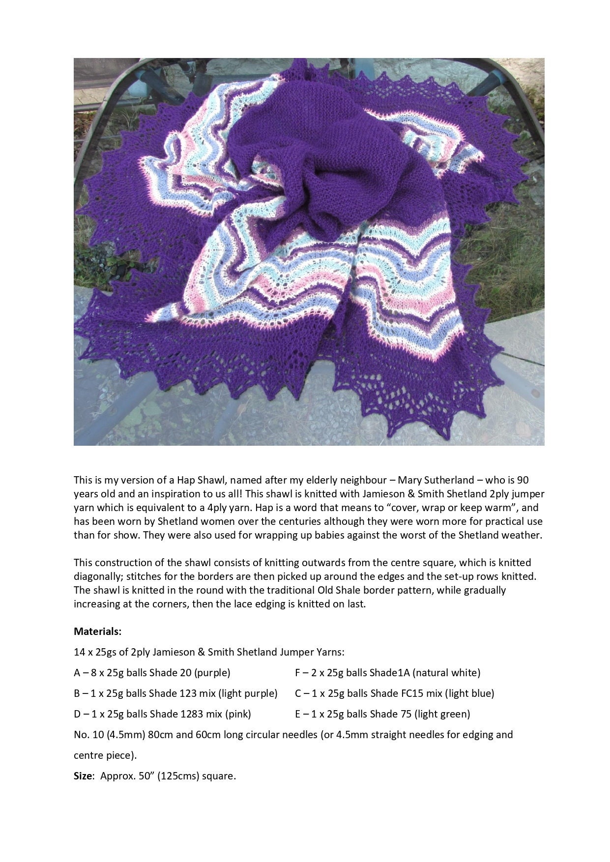 PDF Traditional Hap Shawl Knitting Pattern Hand Knitting Old Shale Pattern 2ply Jumper Yarn 50 Square Etsy Canada