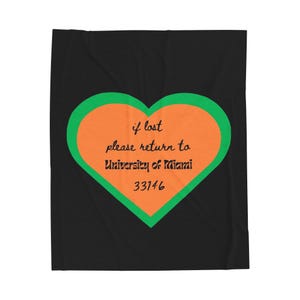 Cozy Velveteen Plush Blanket - University of Miami Design, Ideal for Home, Gifts, College Students, Unique Dorm Decor, Cozy Comfort