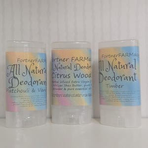 Natural Deodorant Aluminum-Free Jojoba Oil, Shea Butter Beeswax Essential Oil Scented Sage Lavender, Patchouli Vanilla, Citrus Woods, Timber