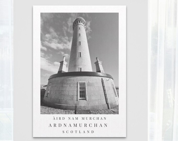 Ardnamurchan Lighthouse Print: Scottish Coastal Black & White Photography (Digital Download