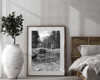 Saddell Bridge Print, Scottish Coast Art, Argyll Poster, Black White Landscape, Digital Wall Decor