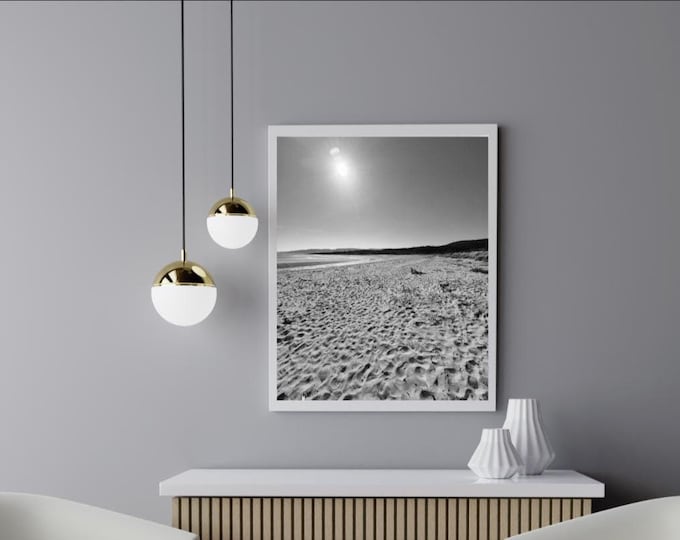 Featured listing image: Kilbride Bay: High Resolution Black and White Print, Beach Photography, Scottish Gaelic (Digital Download)