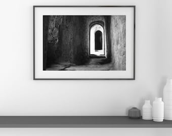 Doune Castle Print: Scotland Black and White Medieval Wall Art (Digital Download