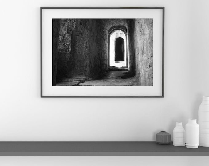 Doune Castle Print: Scotland Black and White Medieval Wall Art (Digital Download