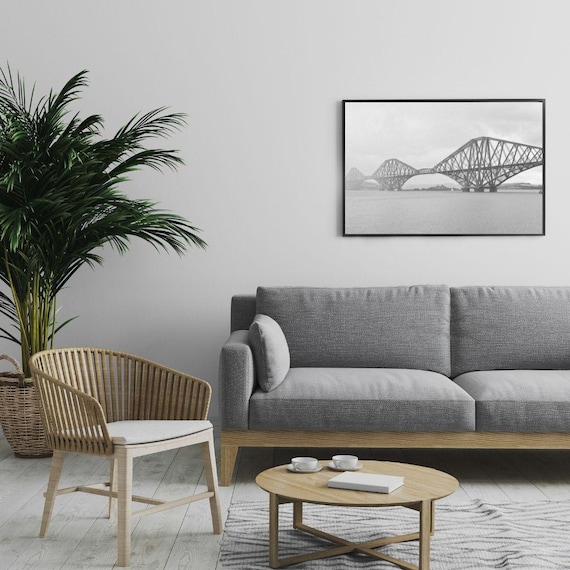 Digital Black and White Print, Forth Rail Bridge, Scotland, Engineering, Historical, Heritage, Landmark, South Queensferry, Home Decor