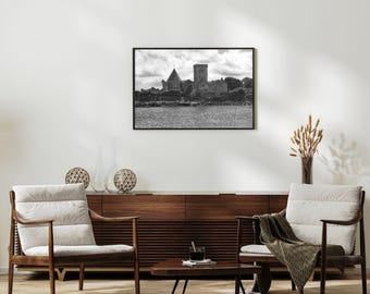 Inchcolm Abbey Print: Black and White Scottish Monastery Art (Digital Download)