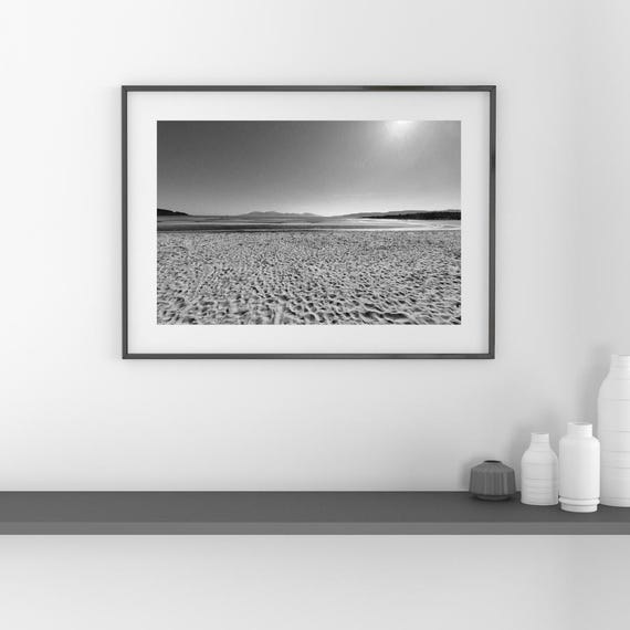 Three Digital Black and White Prints, Kilbride Bay, Scotland, Wall Art Home Decor, Coastal Landscape Picture