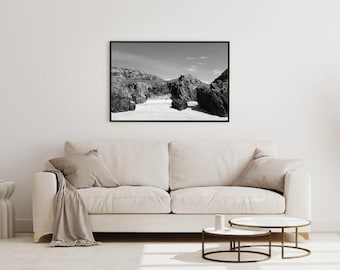 Achmelvich Bay Print: Black and White Scottish Coastline (Digital Download)