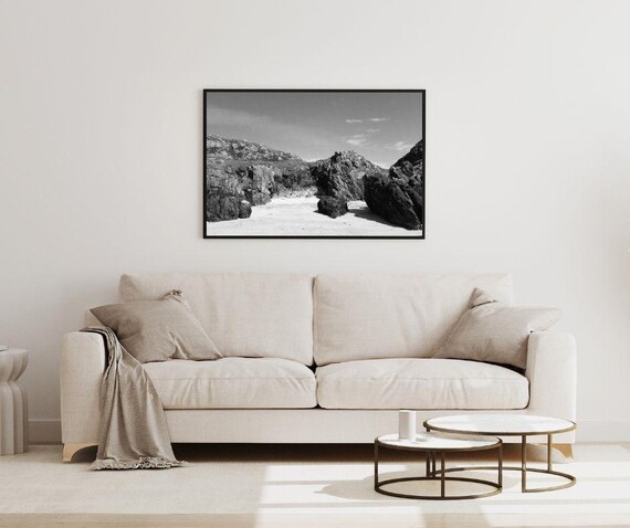 Two Digital Black and White Prints, Achmelvich Bay, Scottish Highlands Landscape, Home Decor, Gift for Nature Lovers