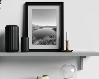 Kyles of Bute Print, Scottish Coastal Landscape, Black & White Photography, Digital Wall Art Download
