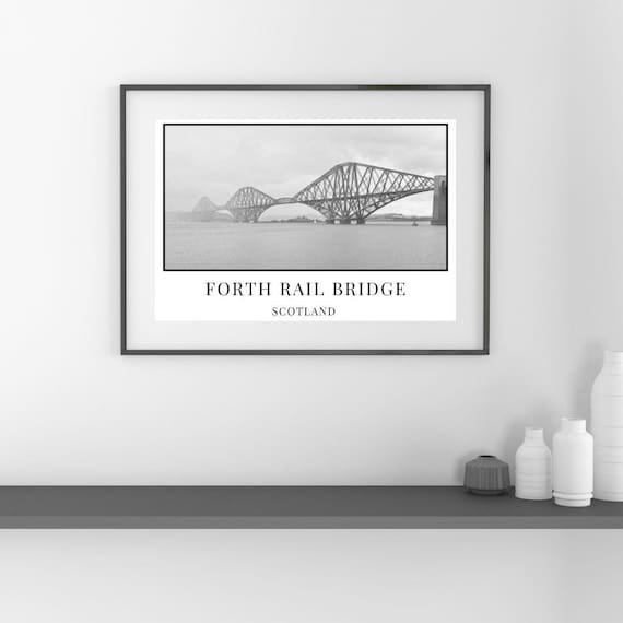 Digital Black and White Print, Forth Rail Bridge, Scotland, Engineering, Historical, Heritage, Landmark, South Queensferry, Home Decor